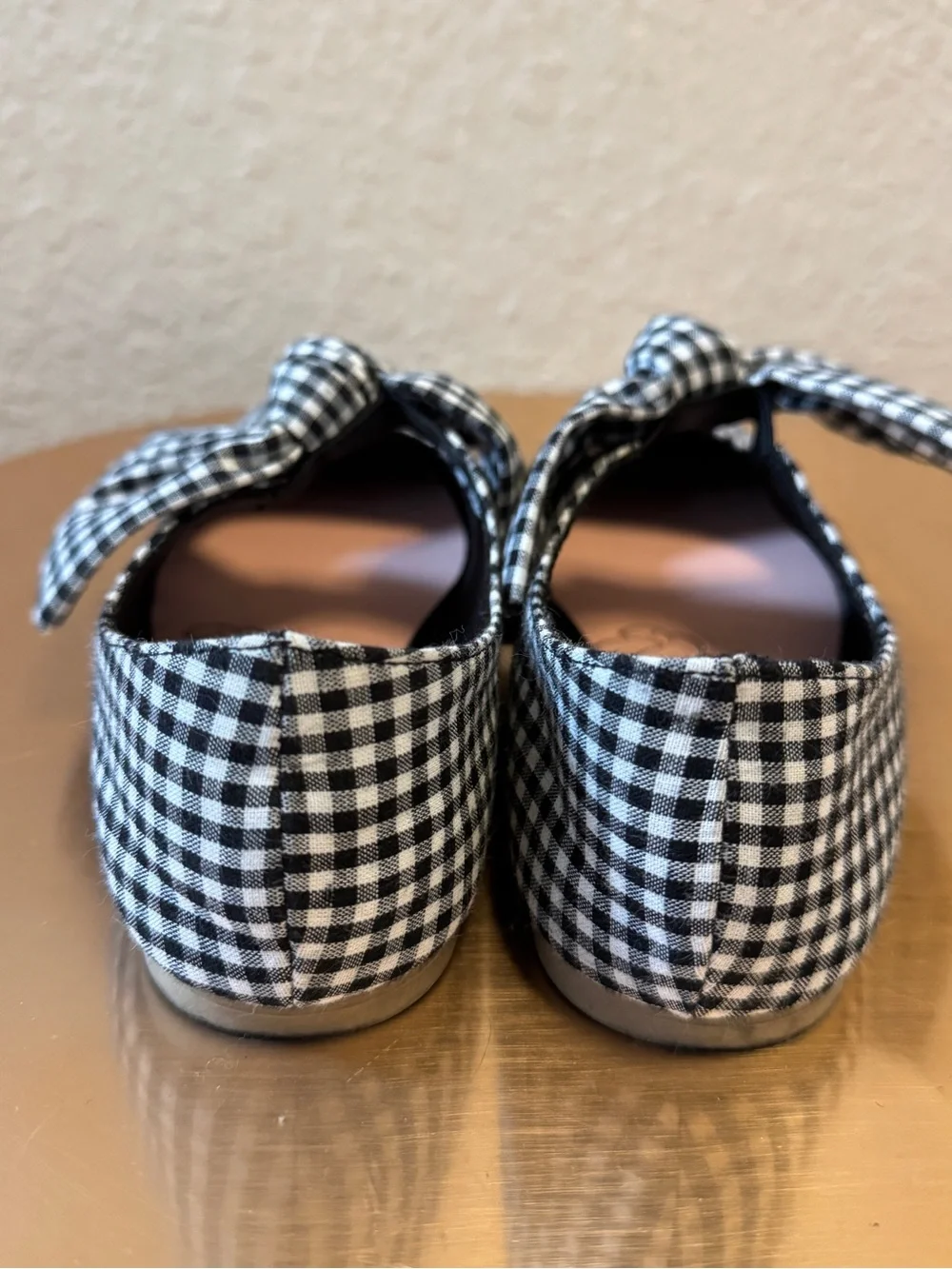 Disney Minnie Mouse Girls Black & White Gingham Bow Mary Jane Shoes